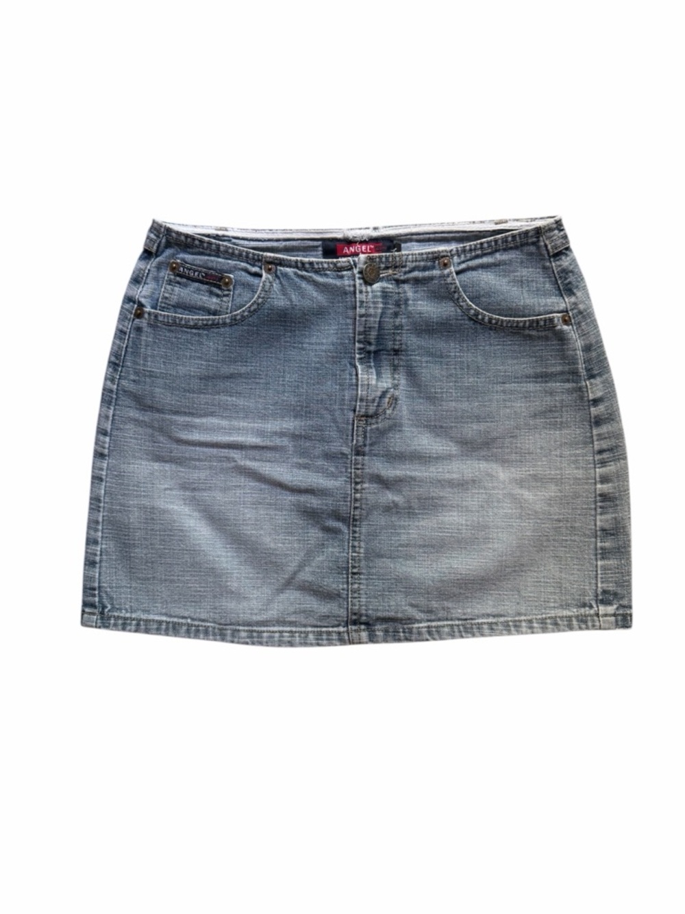 Angel Washed Blue Denim Mini Skirt